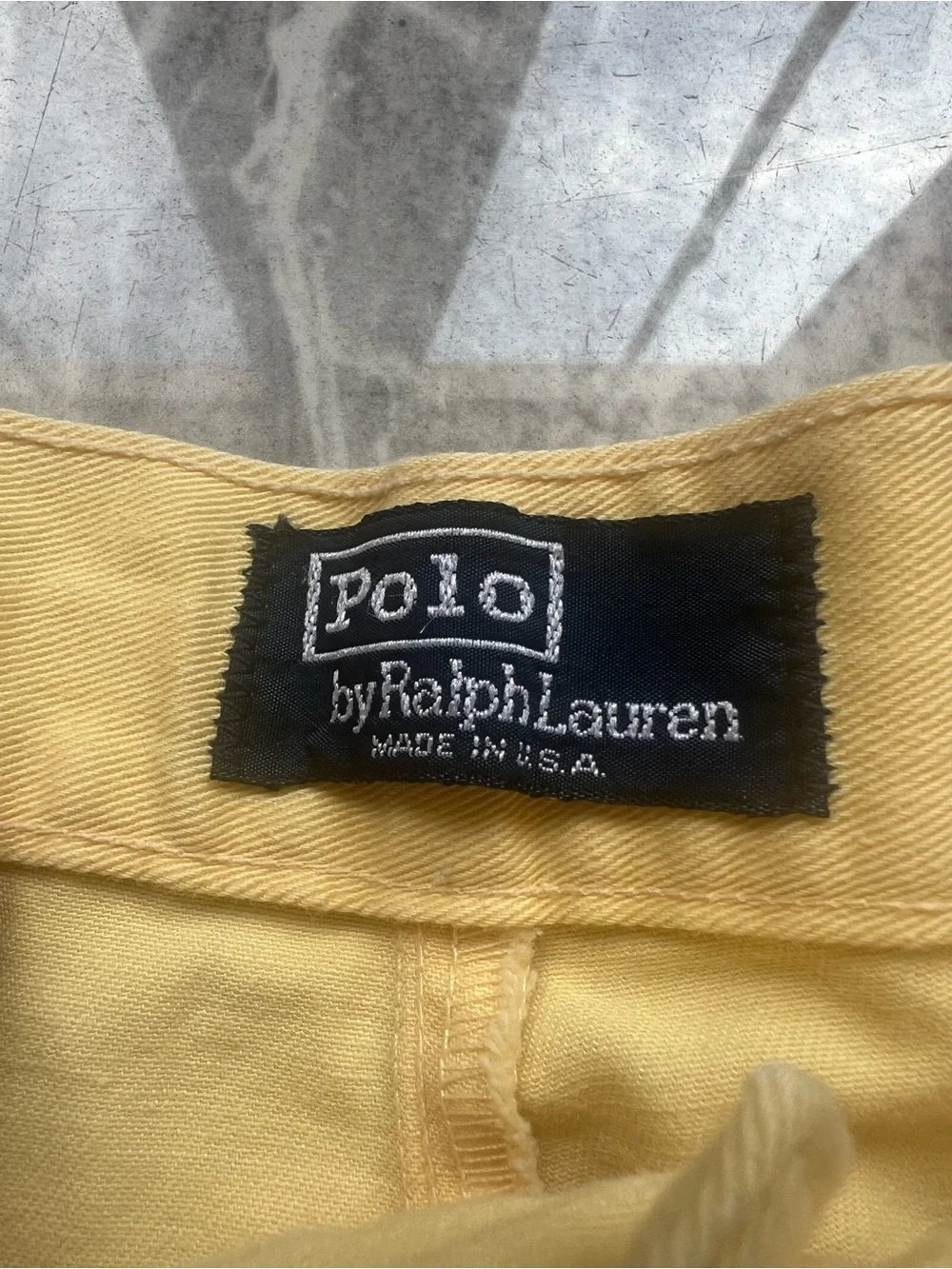 VTG Polo Ralph Lauren Yellow Pleated Chino Pants Side Tab Men 31Wx32L 100%Cotton